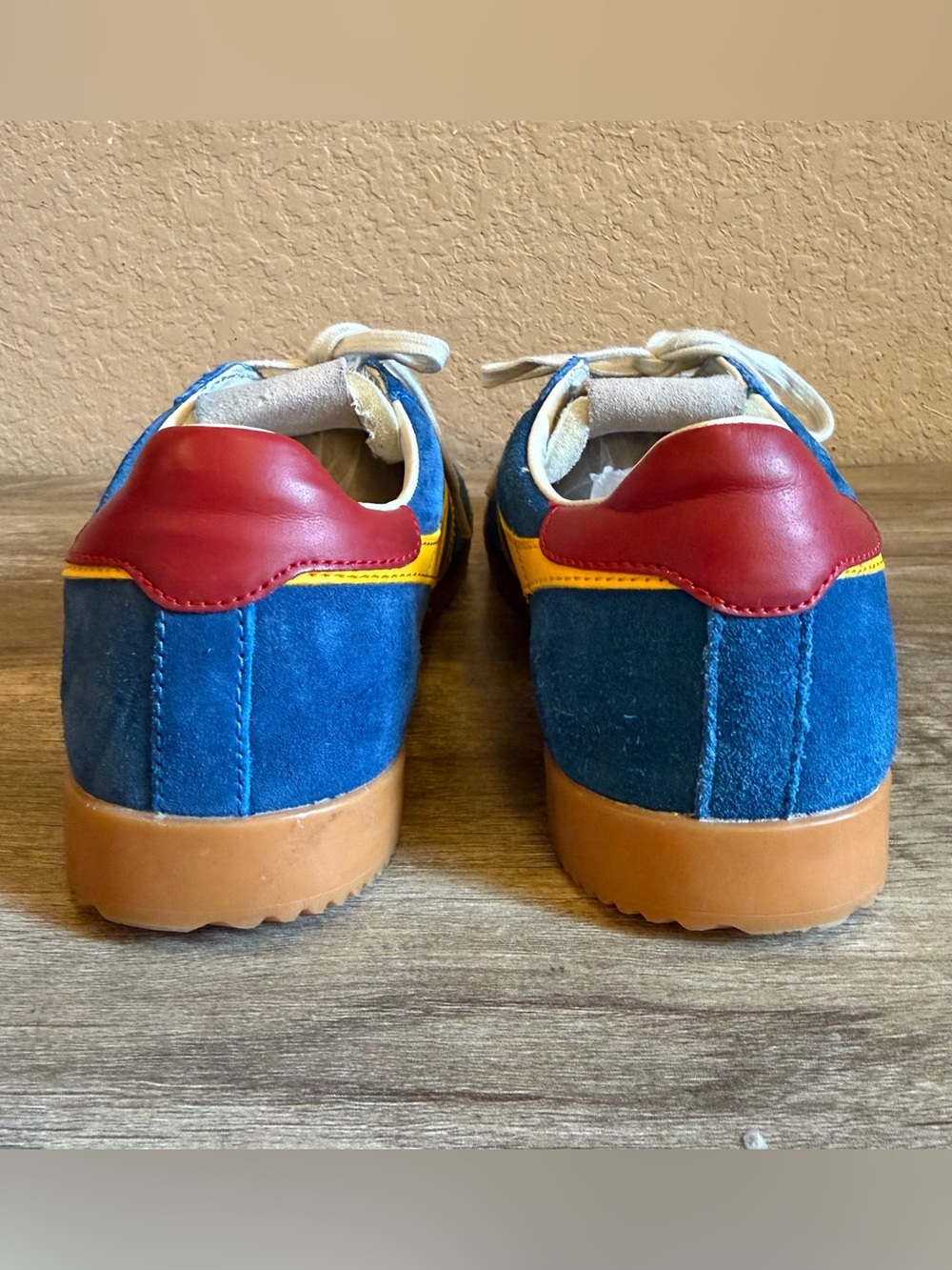 Gola Elan Sneakers Blue Suede Upper and Yellow Leather Overlays - Picture 5 of 10